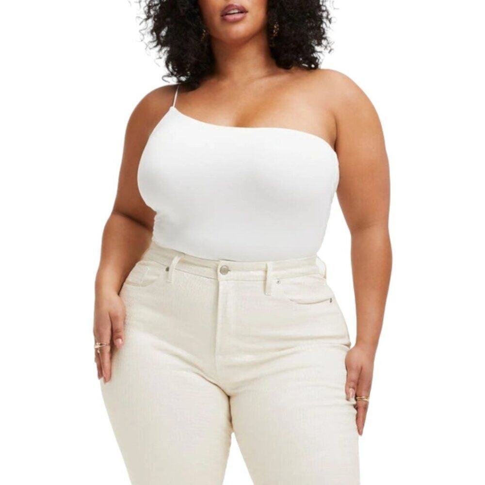Good American 90s Good Touch One-Shoulder Bodysuit White Size 5 (2XL) NWOT $85